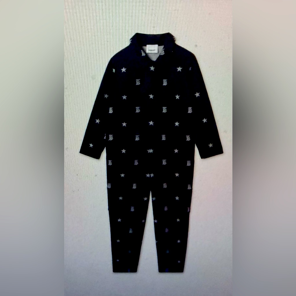 Burberry, New With Tags, Indigo Denim, Monogram And Star, Print Jumpsuit 10 Y